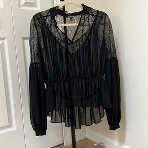 EXPRESS Lace High Collar Top